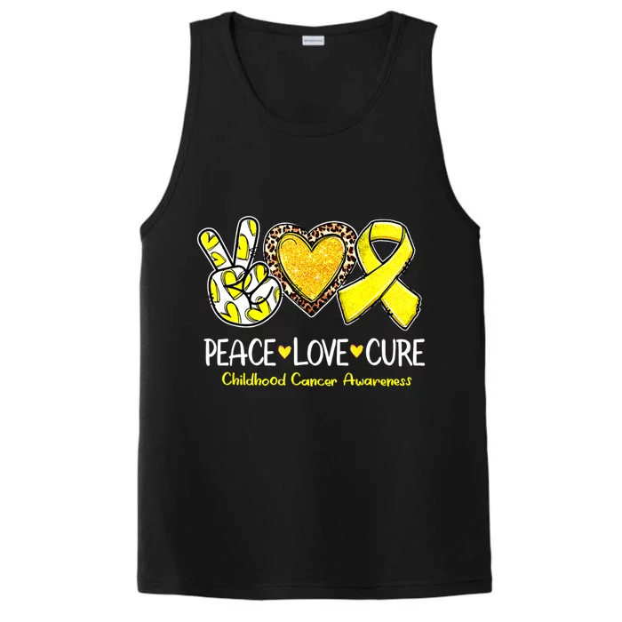 Childhood Cancer Awareness Love Cure Yellow Ribbon Performance Tank