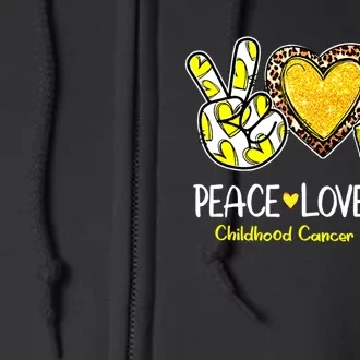 Childhood Cancer Awareness Love Cure Yellow Ribbon Full Zip Hoodie