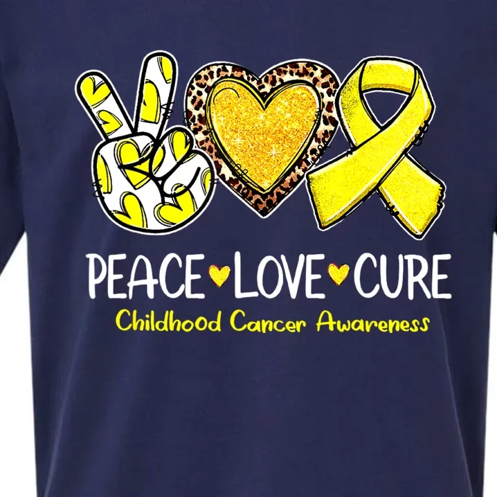 Childhood Cancer Awareness Love Cure Yellow Ribbon Sueded Cloud Jersey T-Shirt