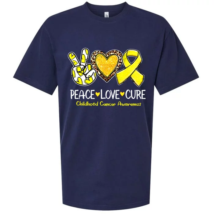 Childhood Cancer Awareness Love Cure Yellow Ribbon Sueded Cloud Jersey T-Shirt