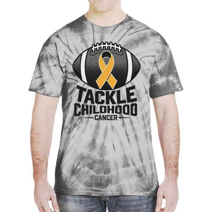 Childhood Cancer Awareness Tackle Childhood Cancer Football Gift Tie-Dye T-Shirt