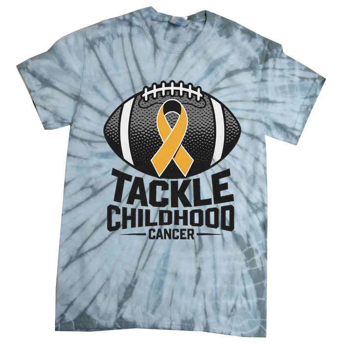 Childhood Cancer Awareness Tackle Childhood Cancer Football Gift Tie-Dye T-Shirt