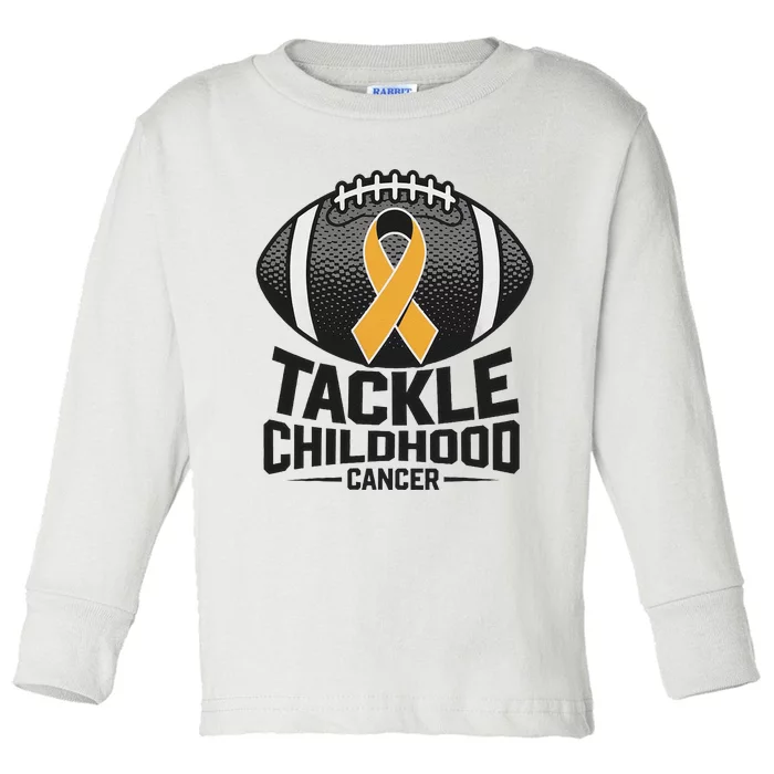 Childhood Cancer Awareness Tackle Childhood Cancer Football Gift Toddler Long Sleeve Shirt