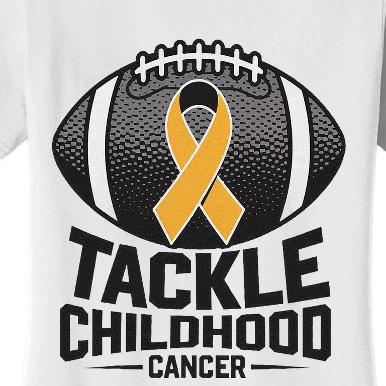 Childhood Cancer Awareness Tackle Childhood Cancer Football Gift Women's T-Shirt