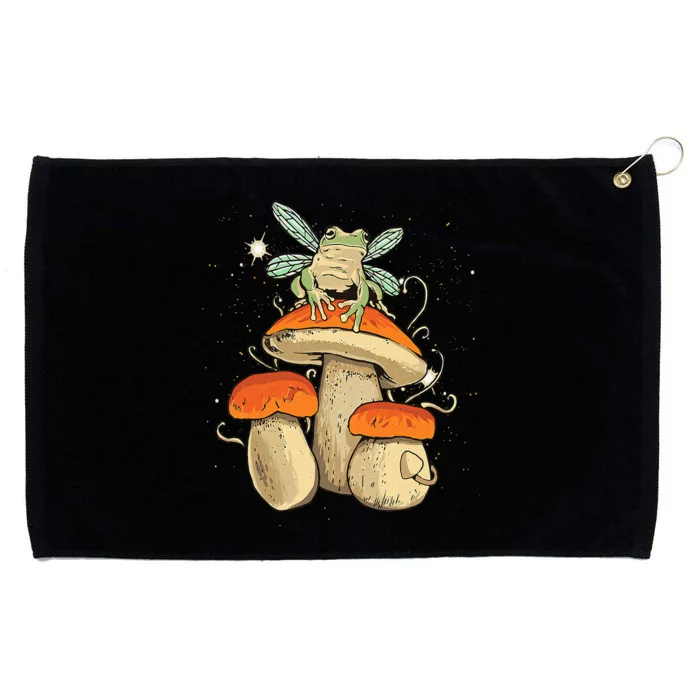 Cute Cottagecore Aesthetic Mushroom Frog Goblincore Grommeted Golf Towel