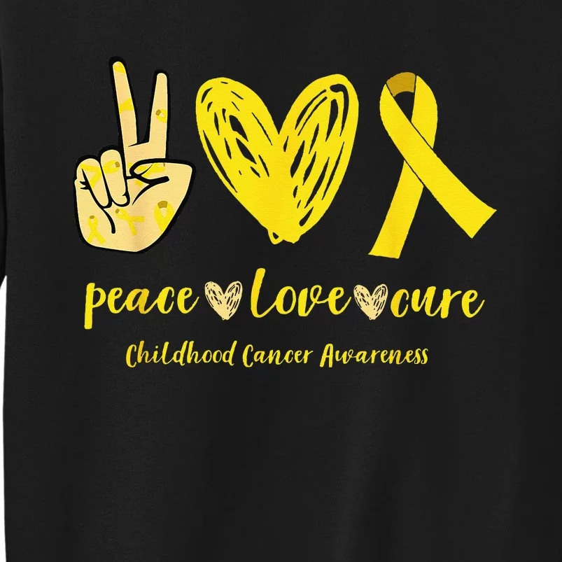 Childhood Cancer Awareness Peace Love Cure Tall Sweatshirt