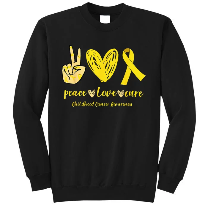 Childhood Cancer Awareness Peace Love Cure Tall Sweatshirt