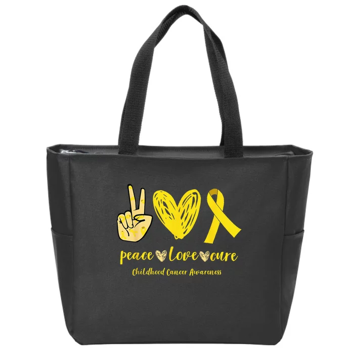 Childhood Cancer Awareness Peace Love Cure Zip Tote Bag