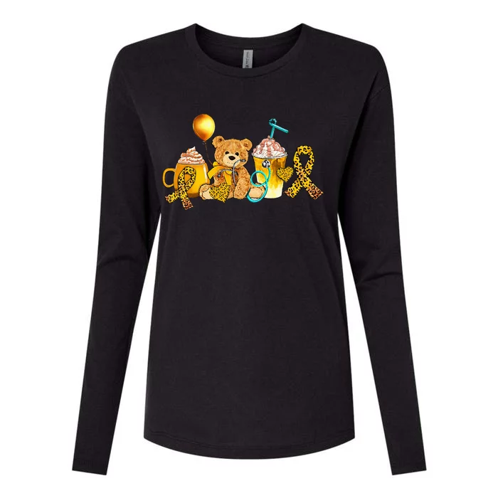 Childhood Cancer Awareness Coffee Cups Pediatric Womens Cotton Relaxed Long Sleeve T-Shirt