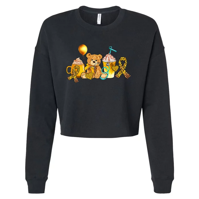 Childhood Cancer Awareness Coffee Cups Pediatric Cropped Pullover Crew