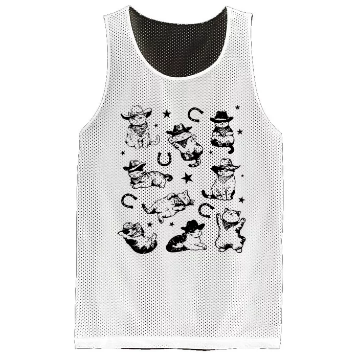 Cowboy Cats And Kittens Western Cowboy Vintage Mesh Reversible Basketball Jersey Tank