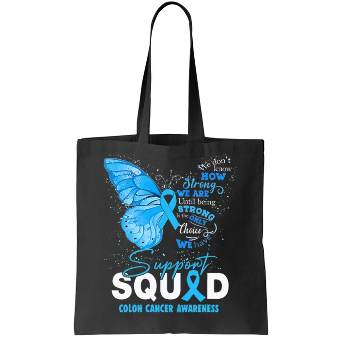 Colon Cancer Awareness Support Aquad Butterfly Tote Bag