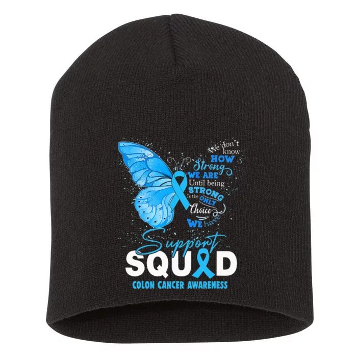 Colon Cancer Awareness Support Aquad Butterfly Short Acrylic Beanie