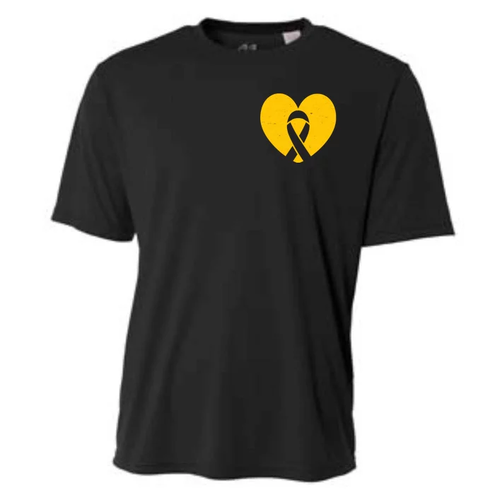 Childhood Cancer Awareness Heart Ribbon Pocket Cooling Performance Crew T-Shirt