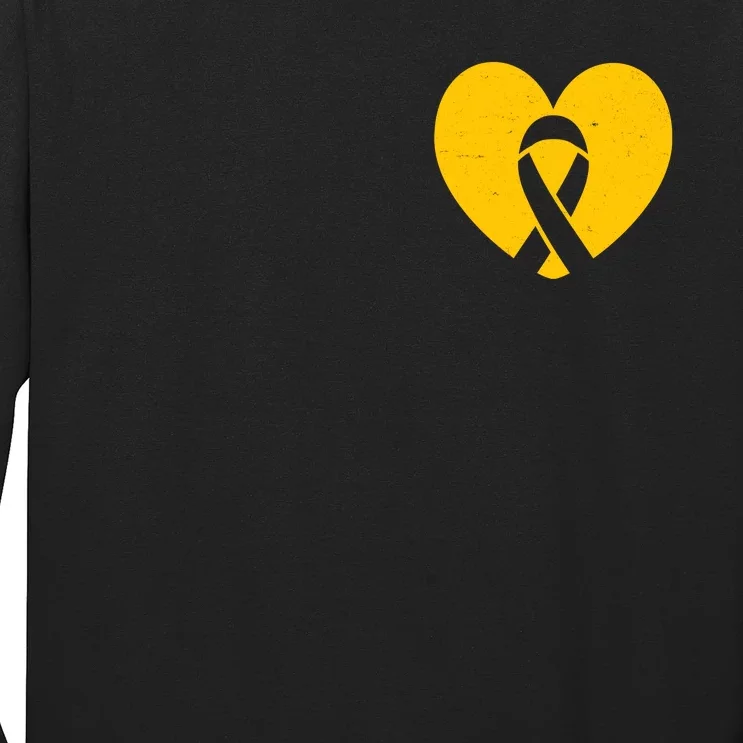 Childhood Cancer Awareness Heart Ribbon Pocket Long Sleeve Shirt