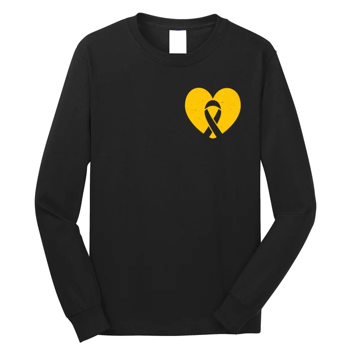 Childhood Cancer Awareness Heart Ribbon Pocket Long Sleeve Shirt