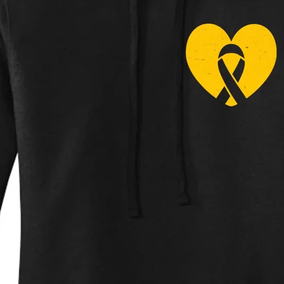 Childhood Cancer Awareness Heart Ribbon Pocket Women's Pullover Hoodie