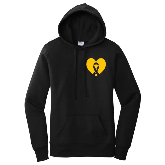 Childhood Cancer Awareness Heart Ribbon Pocket Women's Pullover Hoodie