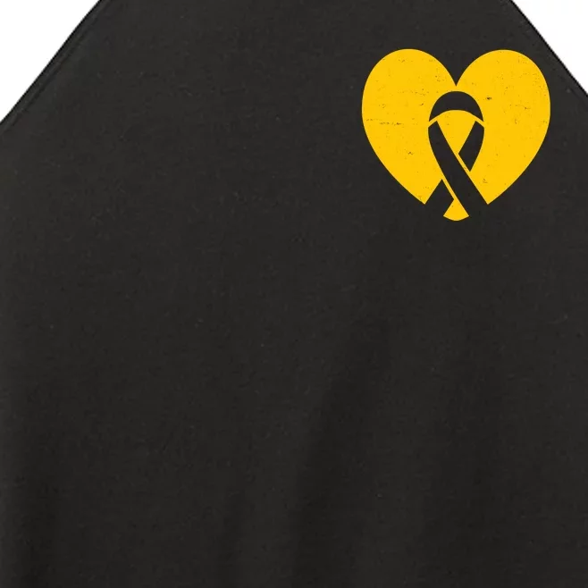 Childhood Cancer Awareness Heart Ribbon Pocket Women’s Perfect Tri Rocker Tank