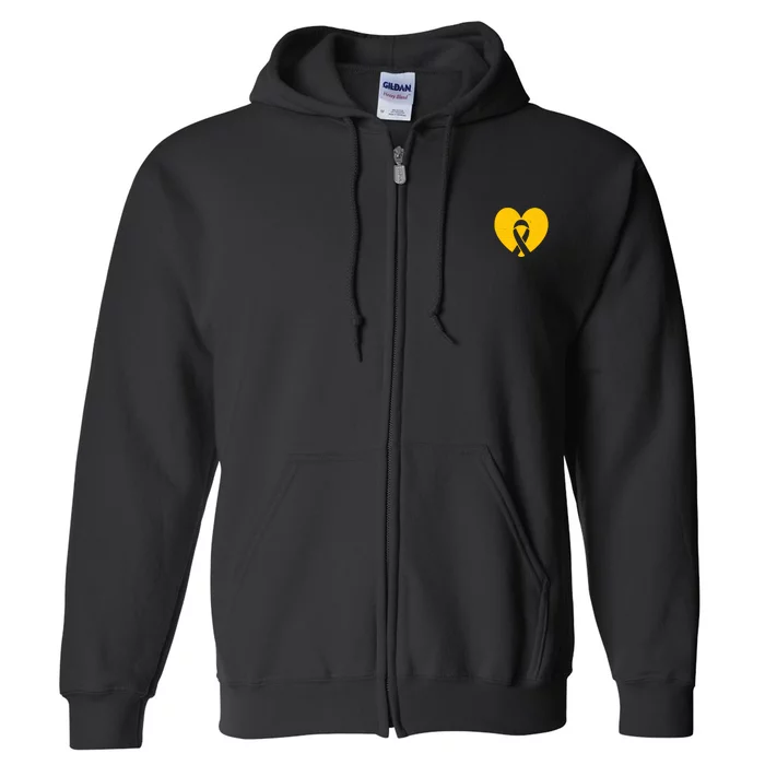 Childhood Cancer Awareness Heart Ribbon Pocket Full Zip Hoodie