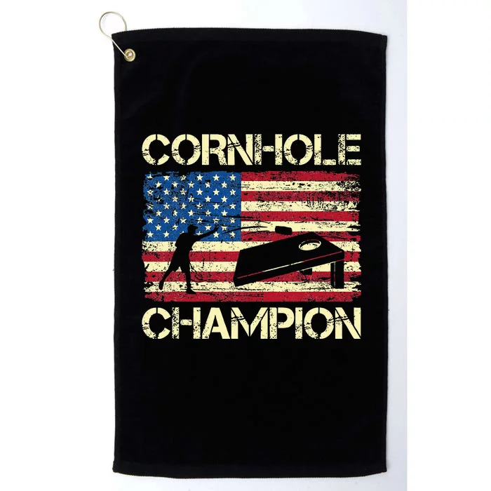 Cornhole Champion American Flag Platinum Collection Golf Towel