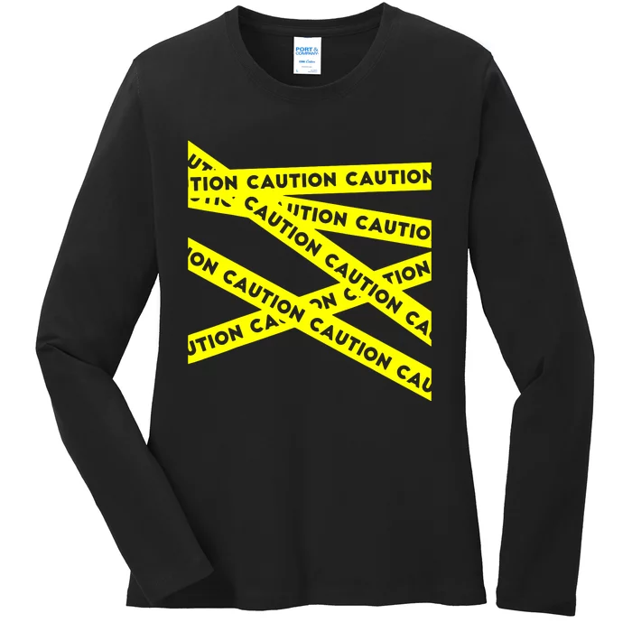 Caution Ladies Long Sleeve Shirt