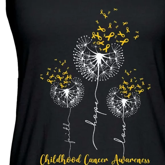 Childhood Cancer Awareness Faith Hope Love Dandelion Ladies Essential Flowy Tank