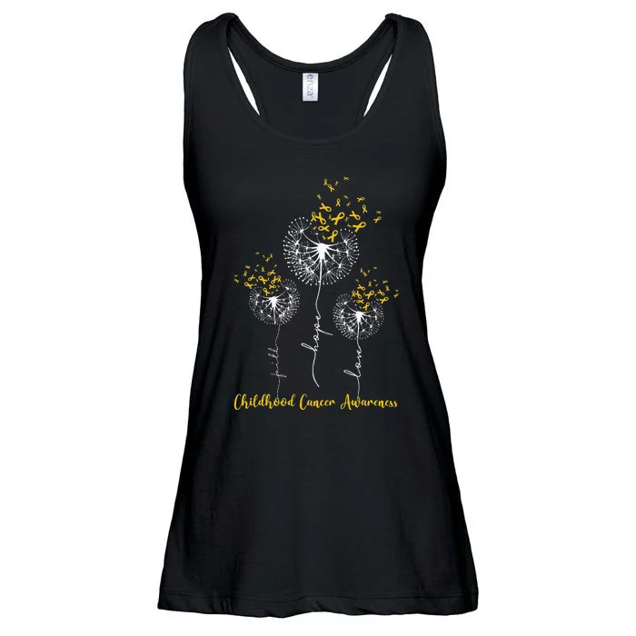 Childhood Cancer Awareness Faith Hope Love Dandelion Ladies Essential Flowy Tank