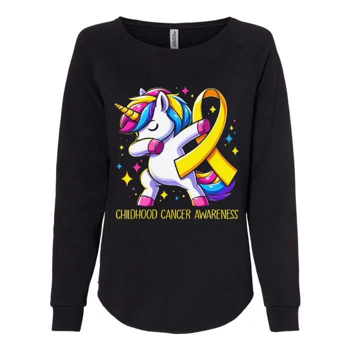 Childhood Cancer Awareness Unicorn Gift Womens California Wash Sweatshirt