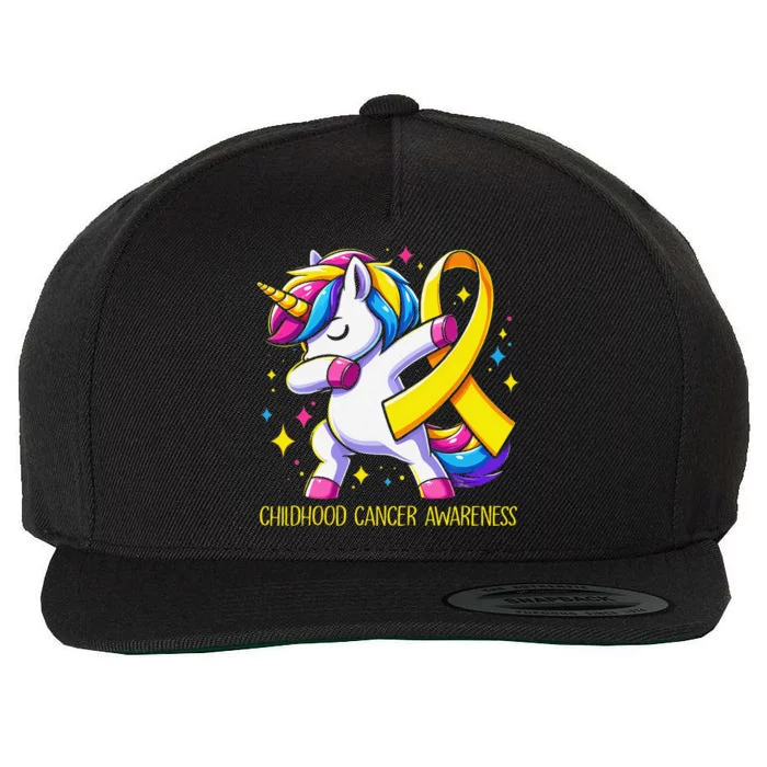 Childhood Cancer Awareness Unicorn Gift Wool Snapback Cap