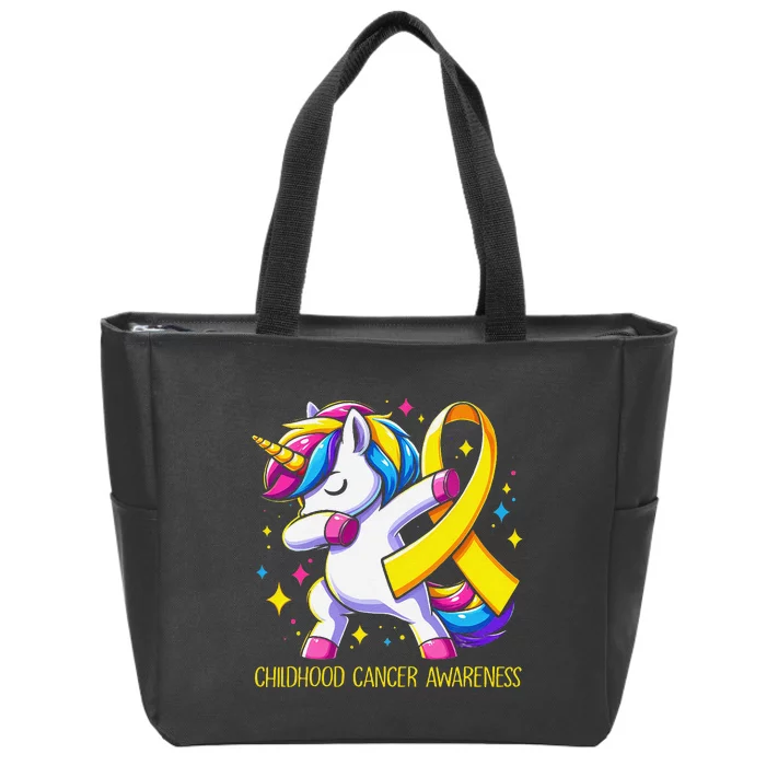 Childhood Cancer Awareness Unicorn Gift Zip Tote Bag