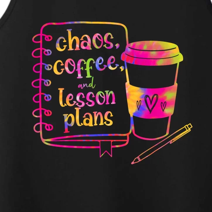 Chaos Coffee And Lesson Plans Teacher Day Gift Performance Tank