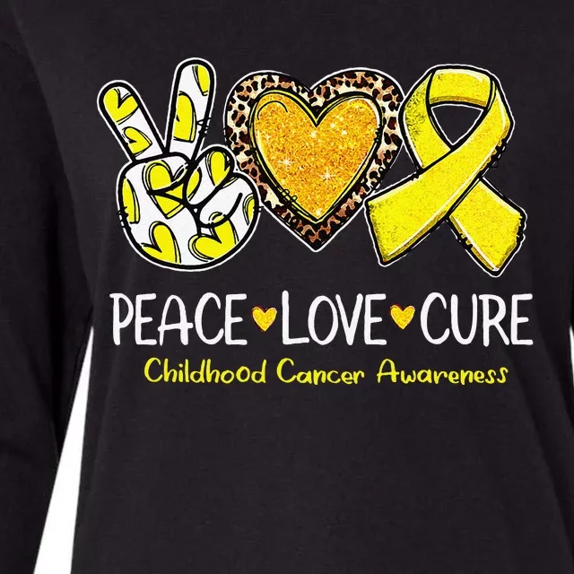 Childhood Cancer Awareness Love Cure Yellow Ribbon Gift Womens Cotton Relaxed Long Sleeve T-Shirt