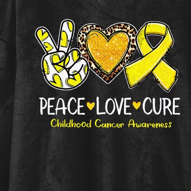 Childhood Cancer Awareness Love Cure Yellow Ribbon Gift Hooded Wearable Blanket