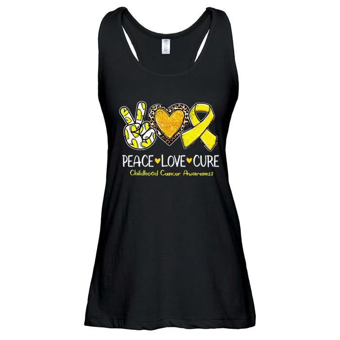 Childhood Cancer Awareness Love Cure Yellow Ribbon Gift Ladies Essential Flowy Tank