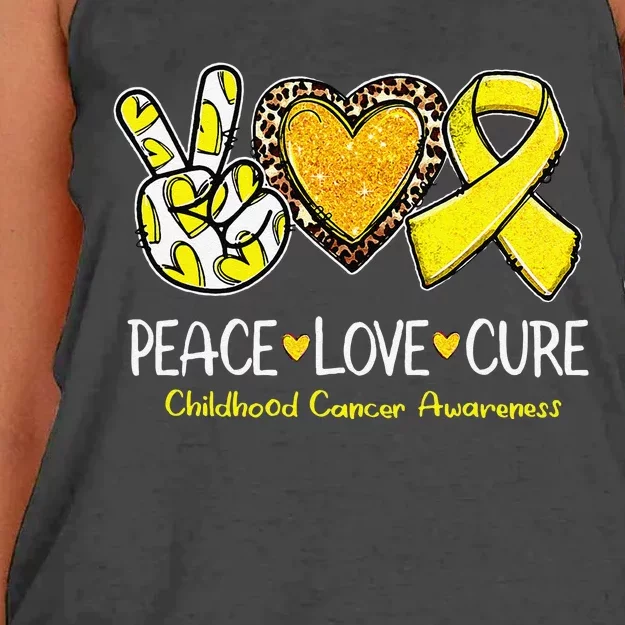 Childhood Cancer Awareness Love Cure Yellow Ribbon Gift Women's Knotted Racerback Tank