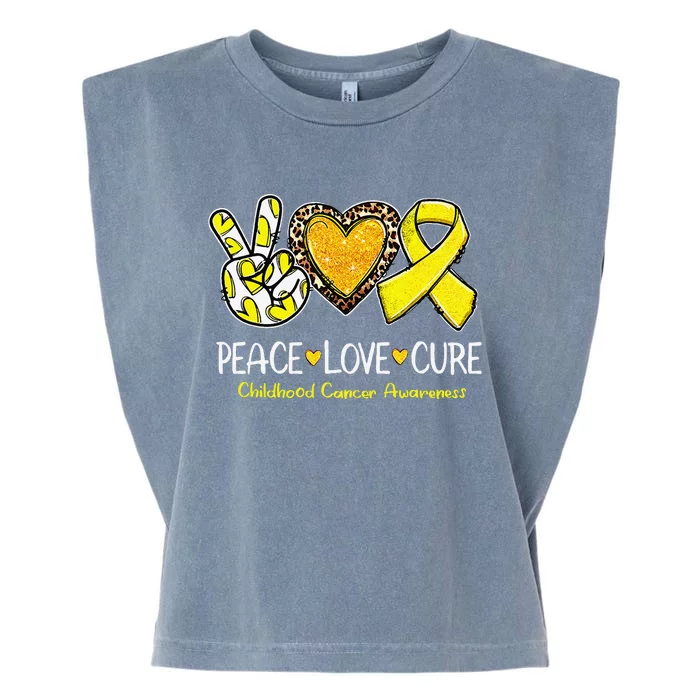 Childhood Cancer Awareness Love Cure Yellow Ribbon Gift Garment-Dyed Women's Muscle Tee