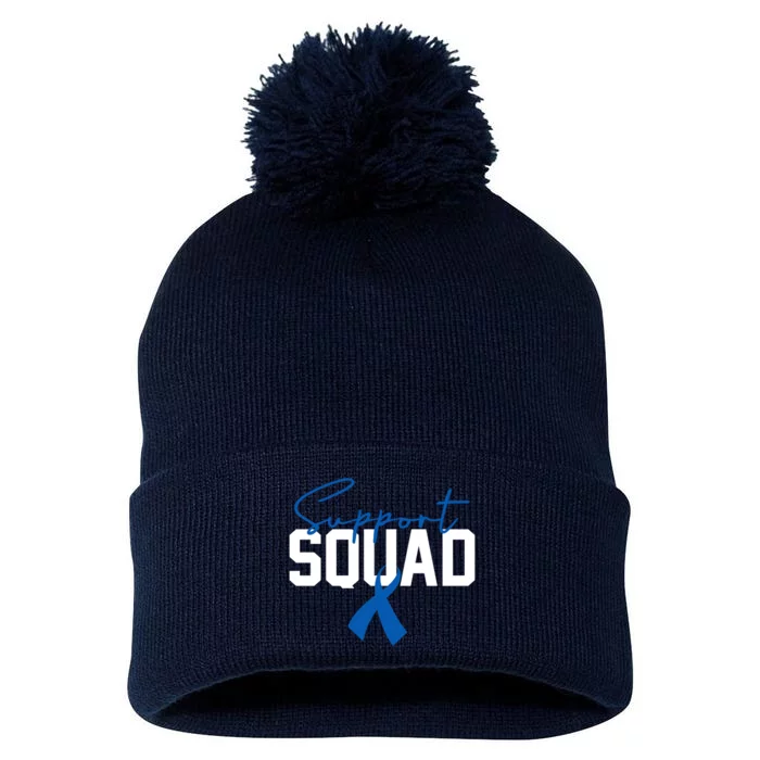 Colon Cancer Awareness Support Squad Pom Pom 12in Knit Beanie