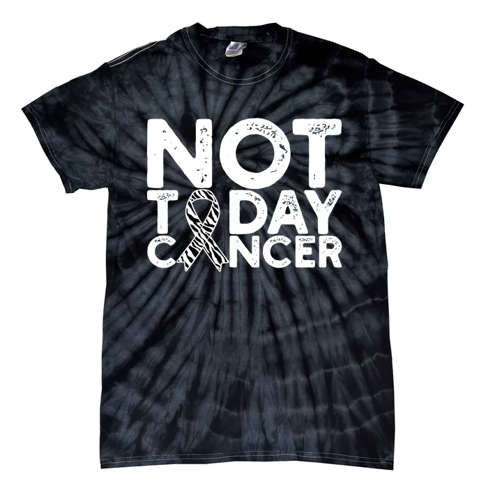 Carcinoid Cancer Awareness Not Today Cancer Zebra Ribbon Tie-Dye T-Shirt