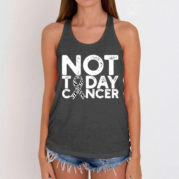 Carcinoid Cancer Awareness Not Today Cancer Zebra Ribbon Women's Knotted Racerback Tank