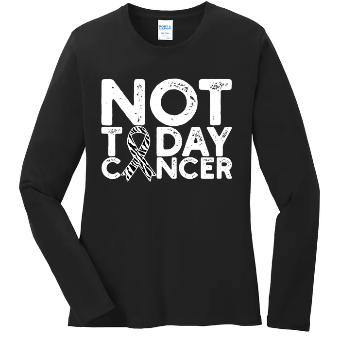 Carcinoid Cancer Awareness Not Today Cancer Zebra Ribbon Ladies Long Sleeve Shirt