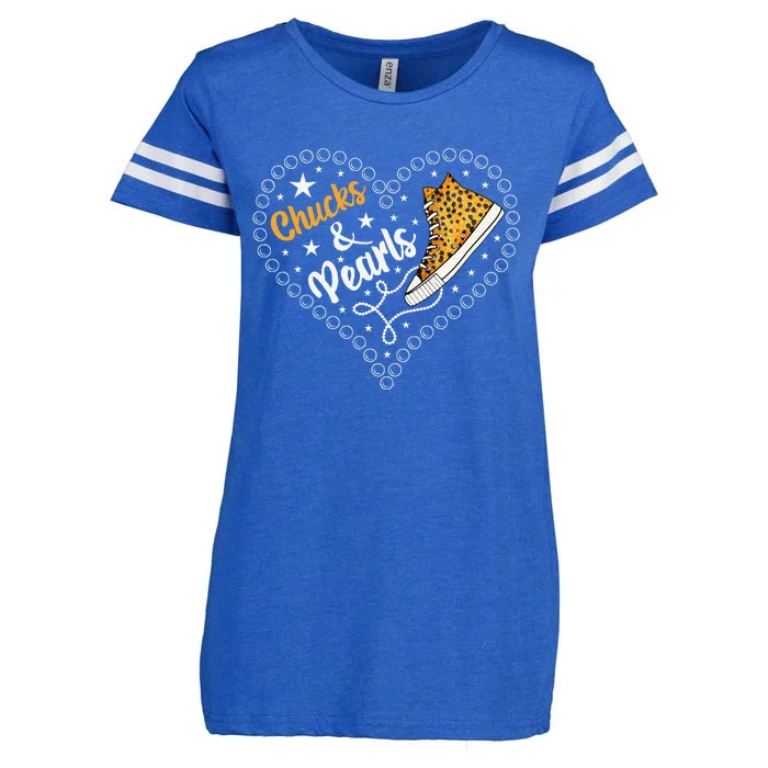 Cute Chucks And Pearls 2024 IM With Kamala Her Harris 2024 Enza Ladies Jersey Football T-Shirt