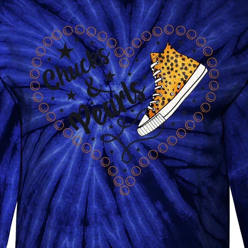 Cute Chucks And Pearls 2024 IM With Kamala Her Harris 2024 Tie-Dye Long Sleeve Shirt