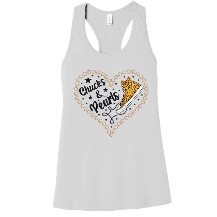 Cute Chucks And Pearls 2024 IM With Kamala Her Harris 2024 Women's Racerback Tank