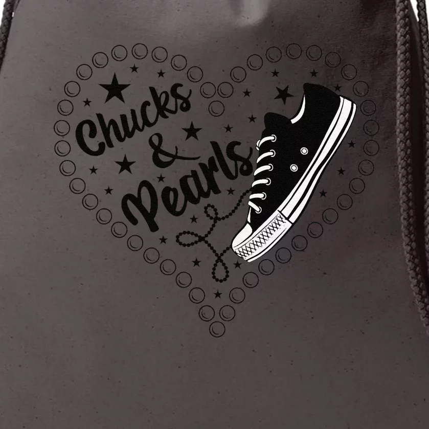 Cute Chucks And Pearls 2024 IM With Kamala Her Harris 2024 Drawstring Bag