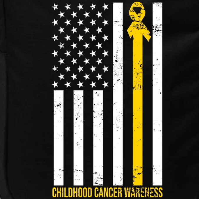 Childhood Cancer American Flag Yellow Thin Line Impact Tech Backpack