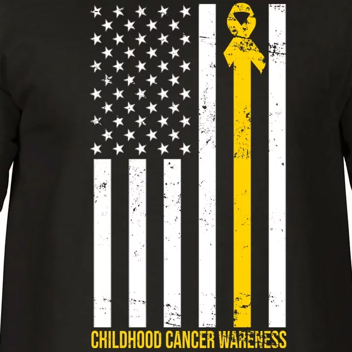 Childhood Cancer American Flag Yellow Thin Line Comfort Colors T-Shirt