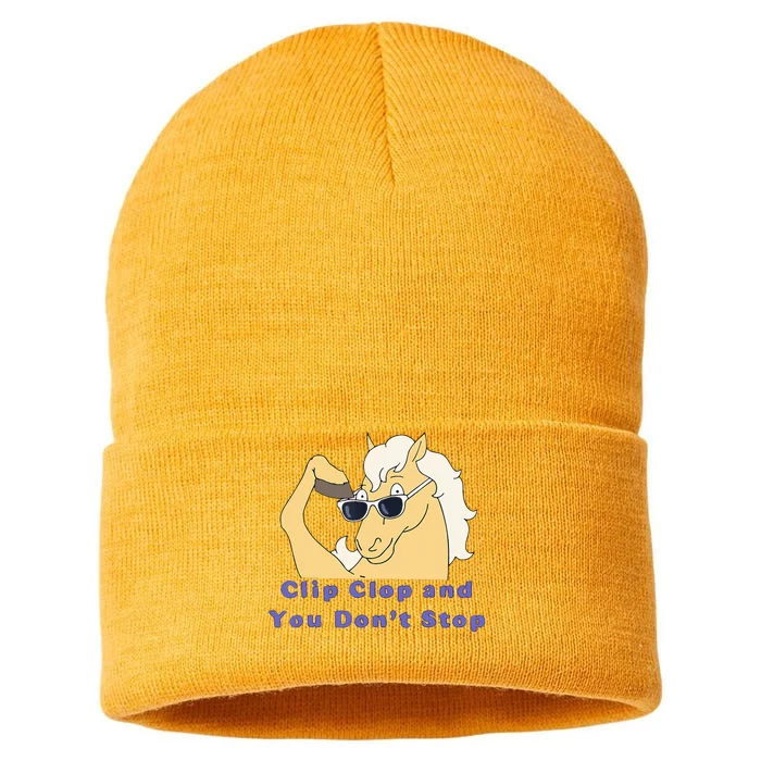 Clip Clop And You Dont Stop Horse Funny Boy Girl Sustainable Knit Beanie