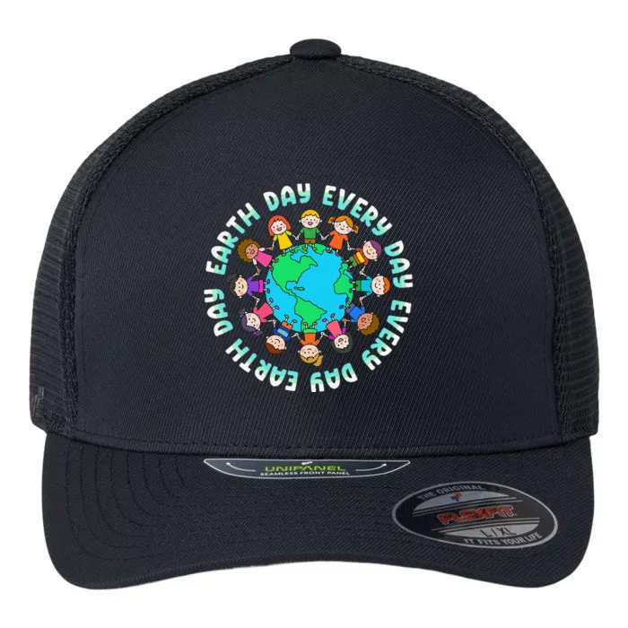 Cute Children Around The World Earth Day Flexfit Unipanel Trucker Cap