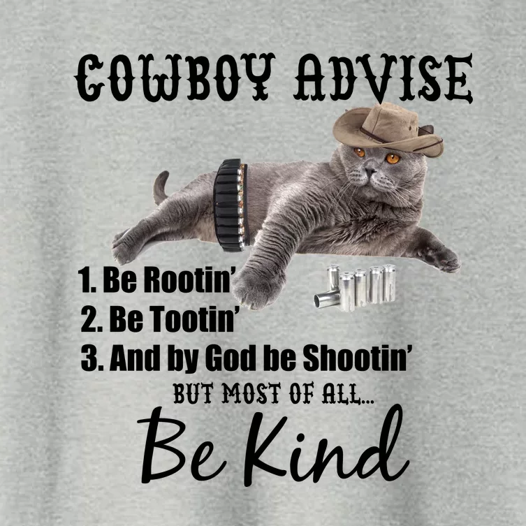 Cowboy Cat Adivse Be Rootin' Be Tootin' Be Shootin Be Kind Meme Women's Crop Top Tee